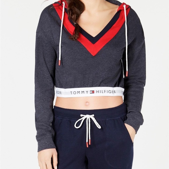Tommy Hilfiger Retro Cropped Lounge Hoodie  ❤️💙 - Picture 1 of 2